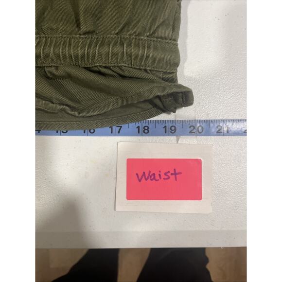 Future Collective Women Straight Leg Eyelet Olive Green Pants 14 Paperbag Waist - Picture 7 of 12